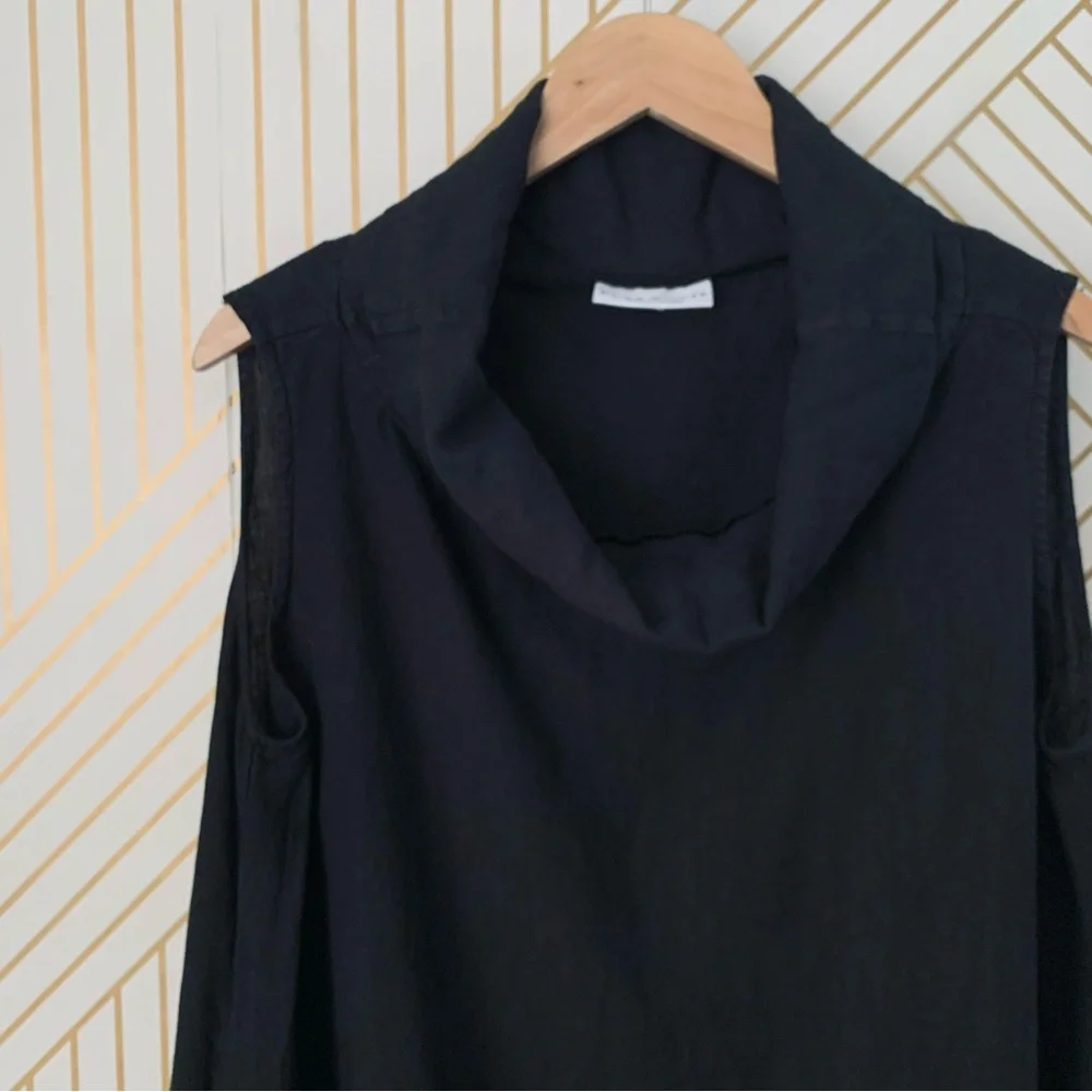 Bryn Walker Henrietta 100% Linen Cowl Neck Lagenlook Sleeveless Dress Pockets M - Picture 6 of 12